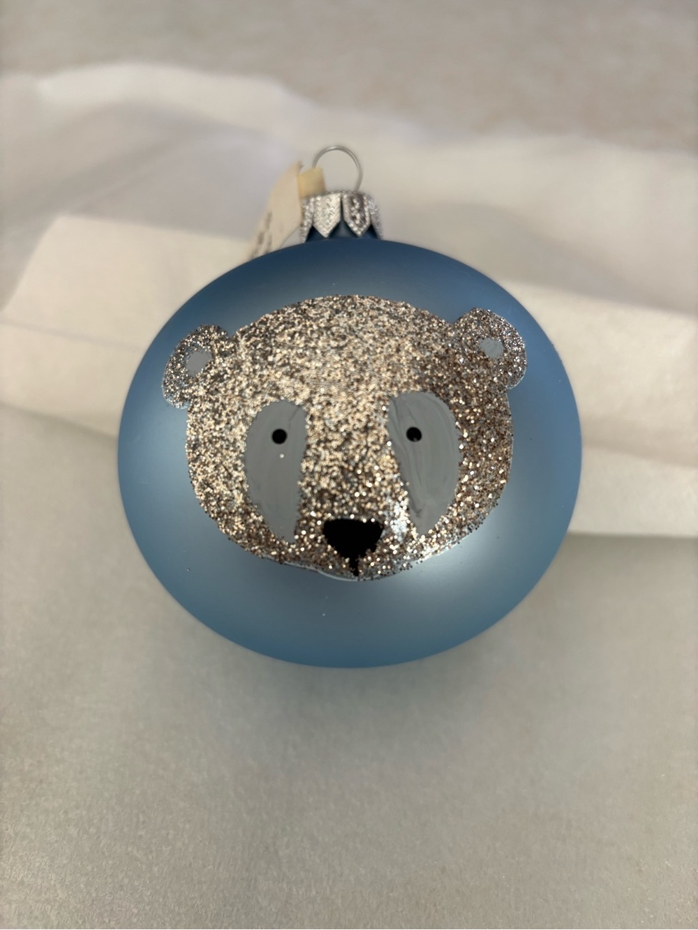 Christmas glass bulb ornament vintage bear design made in Poland.  Great Cond!